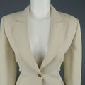 CLAUDE MONTANA Size 8 Beige Peak Lapel Single Button  Pant-Suit CLAUDE MONTANA