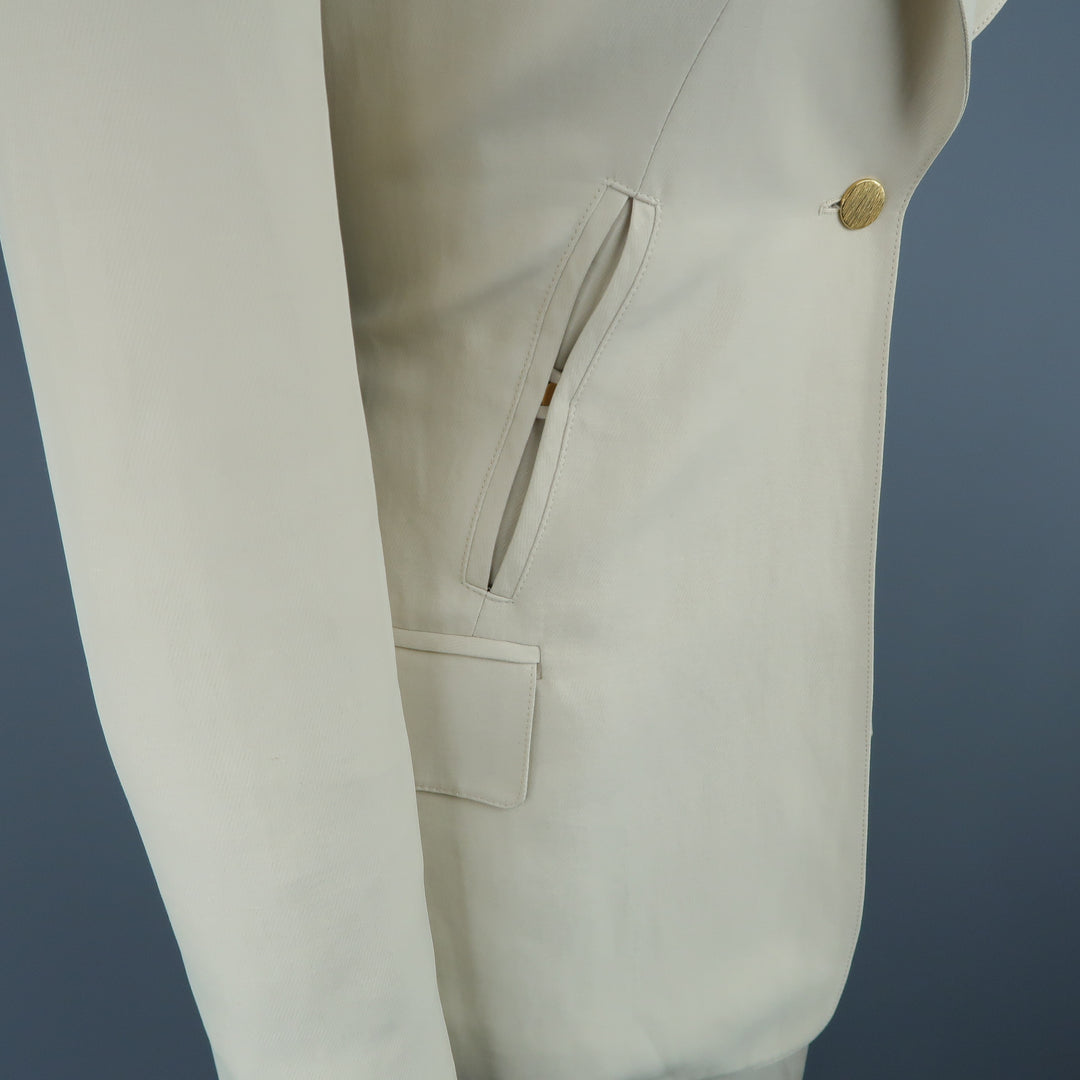 CLAUDE MONTANA Size 8 Beige Peak Lapel Single Button  Pant-Suit