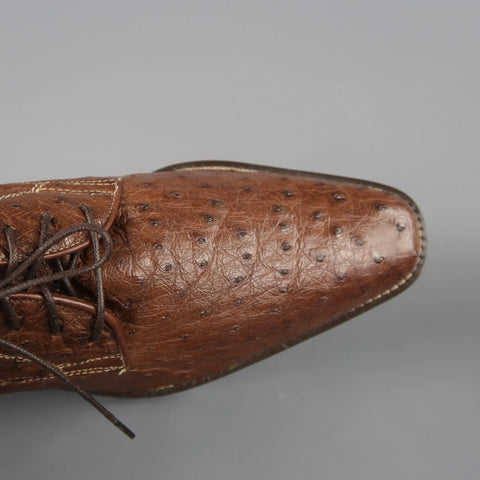 COLE HAAN Size 8 Light Brown Ostrich Textured Lace Up Dress Shoes COLE HAAN