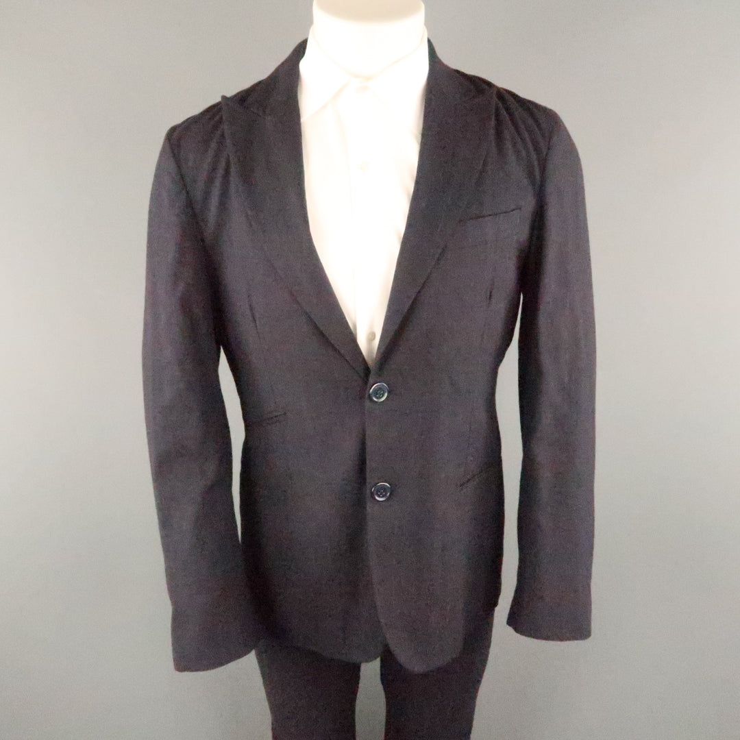 COMING SOON YOHJI YAMAMOTO 38 Navy Stripe Linen Blend 32 30 Peak Lapel Suit