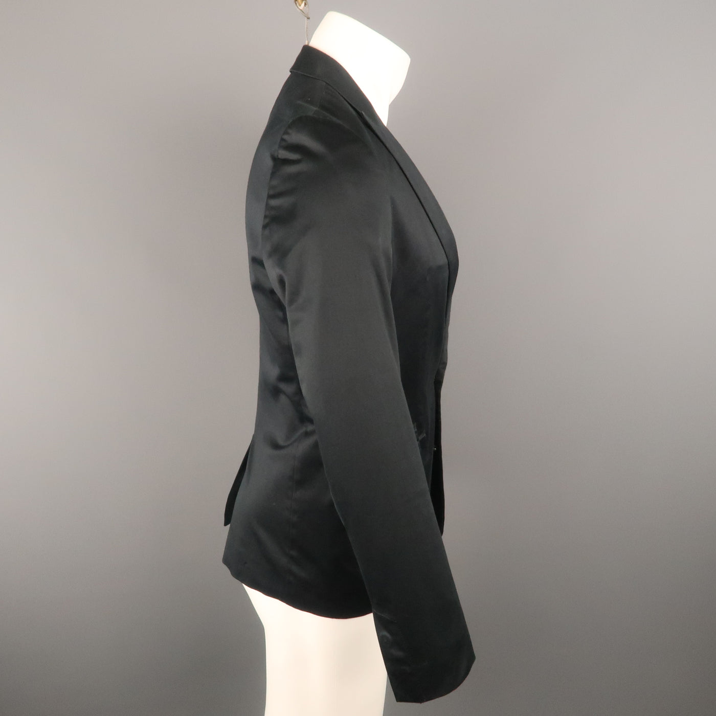 COMME CA DU MODE M Black Solid Cotton Blend Peak Lapel Sport Coat
