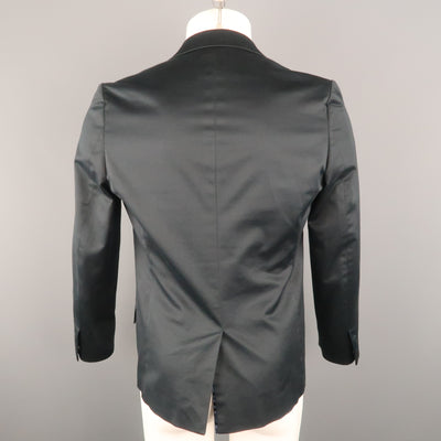 COMME CA DU MODE M Black Solid Cotton Blend Peak Lapel Sport Coat