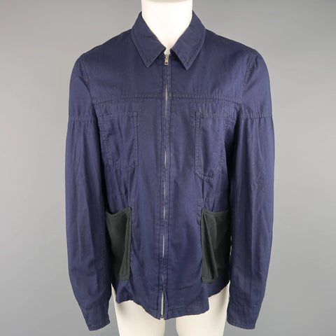 COMME des GARCONS BLACK L Navy Canvas Black Fleece Pocket  Cotton Jacket COMME des GARCONS