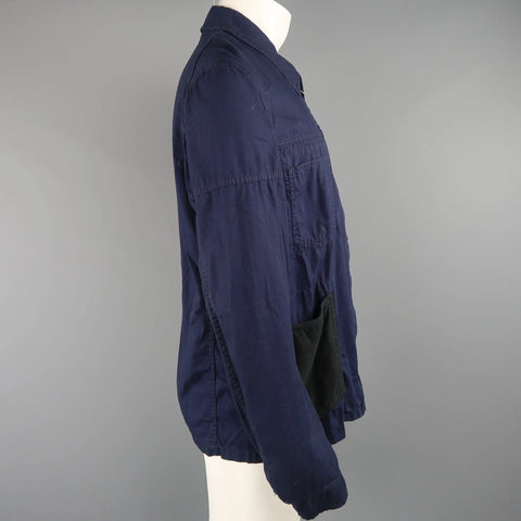COMME des GARCONS BLACK L Navy Canvas Black Fleece Pocket  Cotton Jacket COMME des GARCONS