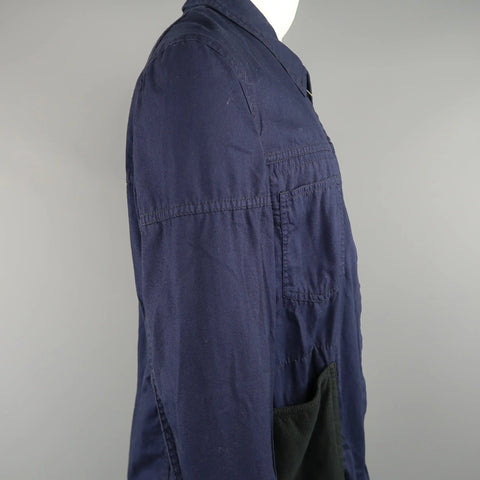 COMME des GARCONS BLACK L Navy Canvas Black Fleece Pocket  Cotton Jacket COMME des GARCONS
