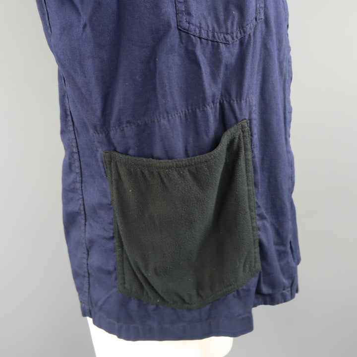 COMME des GARCONS BLACK L Navy Canvas Black Fleece Pocket  Cotton Jacket