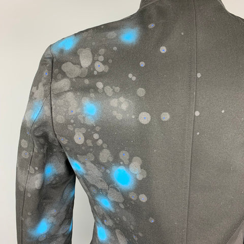 COMME des GARCONS HOMME PLUS SS 2009 M Black & Blue Spray Painted Sport Coat / Blazer / Jacket