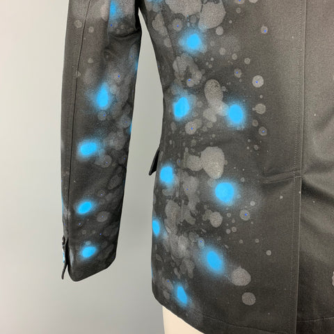 COMME des GARCONS HOMME PLUS SS 2009 M Black & Blue Spray Painted Sport Coat / Blazer / Jacket
