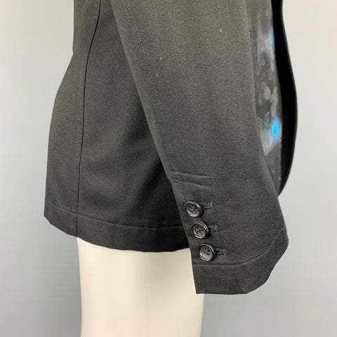 COMME des GARCONS HOMME PLUS SS 2009 M Black & Blue Spray Painted Sport Coat / Blazer / Jacket