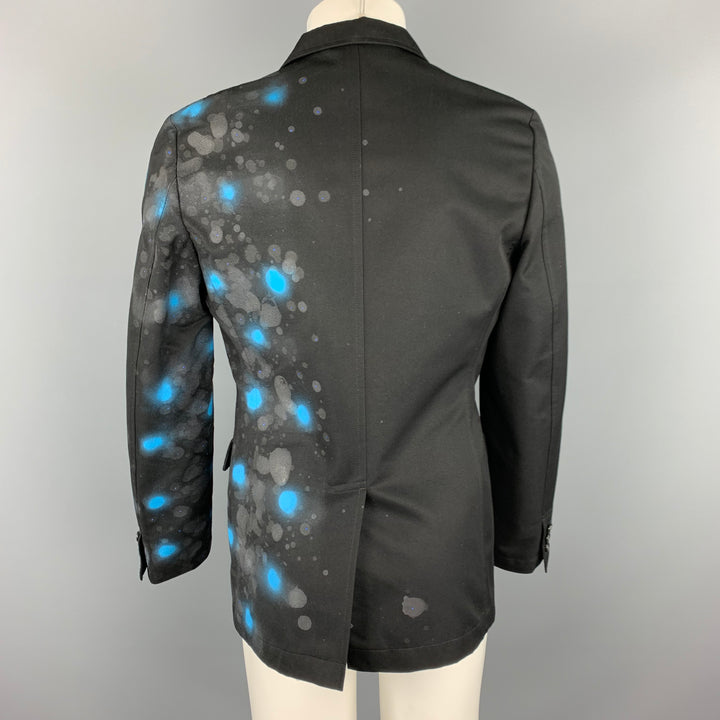 COMME des GARCONS HOMME PLUS SS 2009 M Black & Blue Spray Painted Sport Coat / Blazer / Jacket