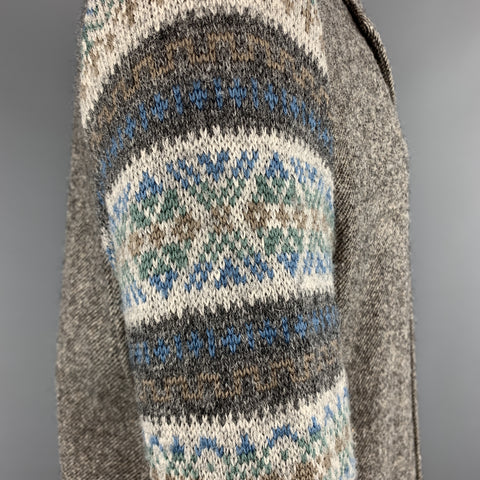COMME des GARCONS HOMME PLUS L Gray Wool Notch Lapel Fairisle Sleeve Sport Coat