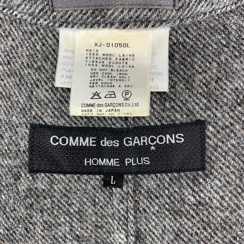 COMME des GARCONS HOMME PLUS L Gray Wool Notch Lapel Fairisle Sleeve Sport Coat