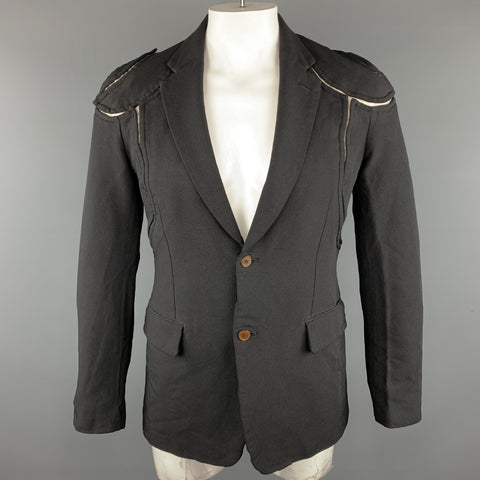 COMME des GARCONS HOMME PLUS M Black Cut Outs Polyester Notch revers Jacket