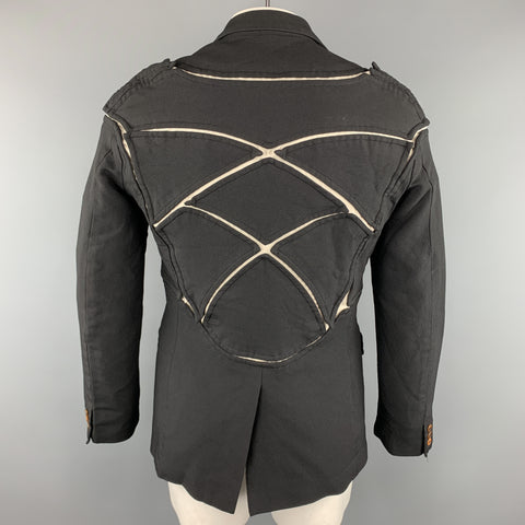 COMME des GARCONS HOMME PLUS M Black Cut Outs Polyester Notch revers Jacket