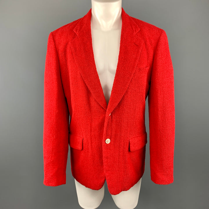 COMME des GARCONS HOMME PLUS M Red Textured Cotton Notch Lapel  Sport Coat