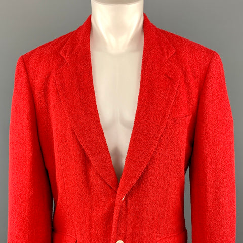 COMME des GARCONS HOMME PLUS M Red Textured Cotton Notch Lapel  Sport Coat