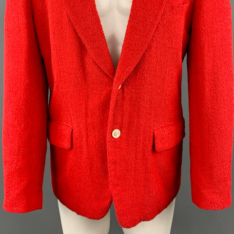 COMME des GARCONS HOMME PLUS M Red Textured Cotton Notch Lapel  Sport Coat