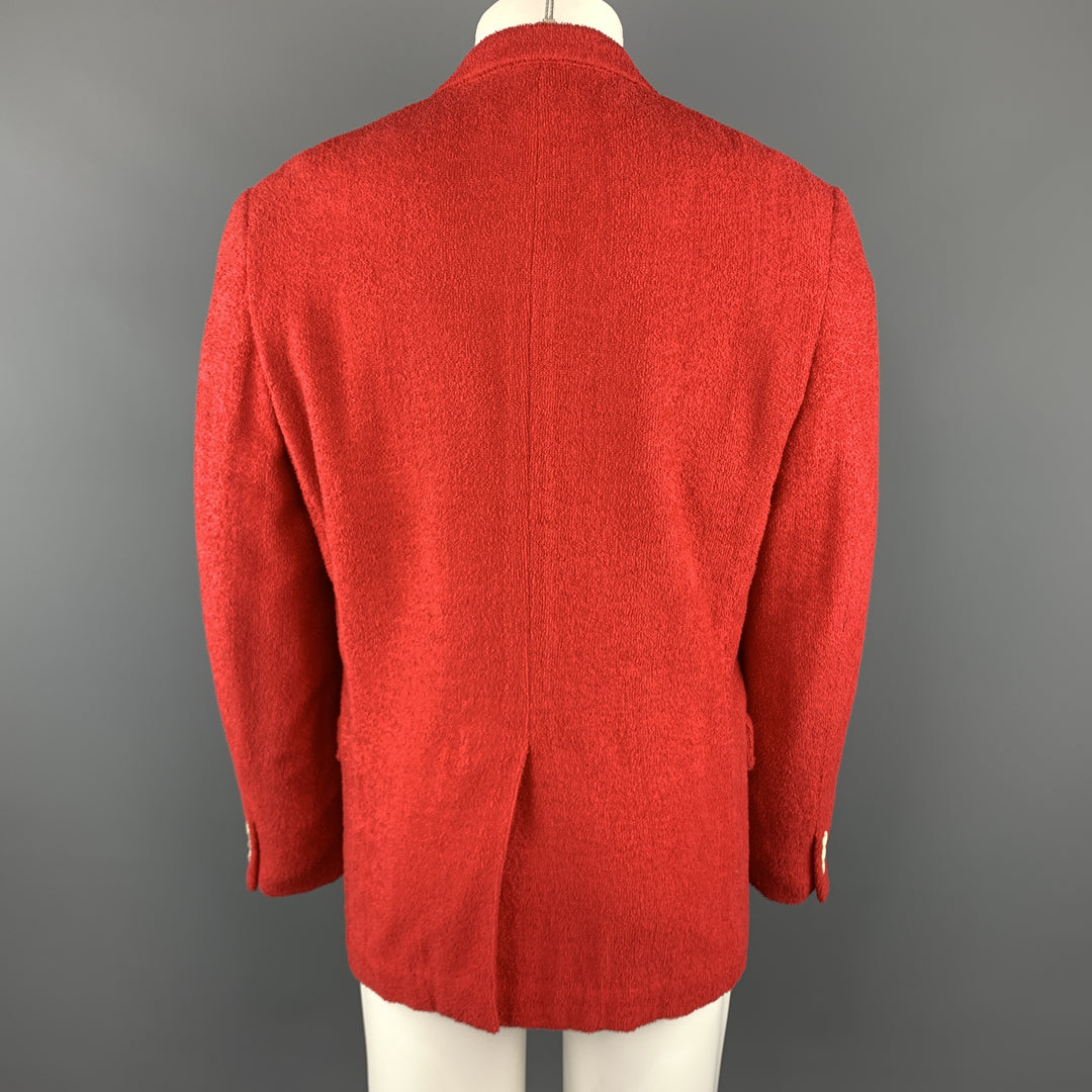 COMME des GARCONS HOMME PLUS M Red Textured Cotton Notch Lapel  Sport Coat