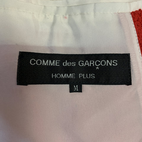 COMME des GARCONS HOMME PLUS M Red Textured Cotton Notch Lapel  Sport Coat