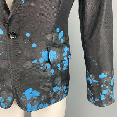 COMME des GARCONS HOMME PLUS S Black Blue Splattered Paint Wool Blend Sport Coat