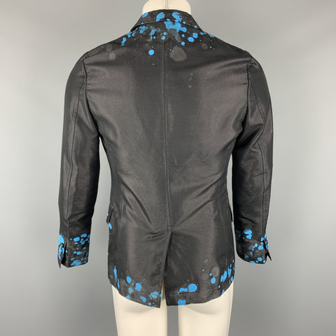 COMME des GARCONS HOMME PLUS S Black Blue Splattered Paint Wool Blend Sport Coat