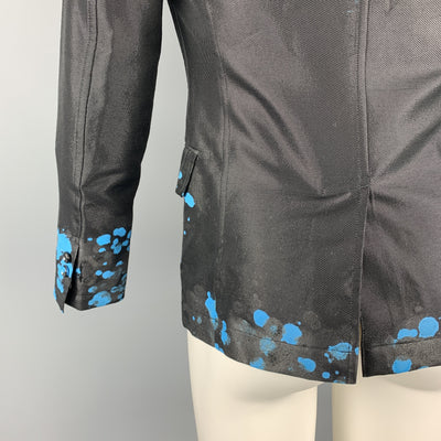COMME des GARCONS HOMME PLUS S Black Blue Splattered Paint Wool Blend Sport Coat