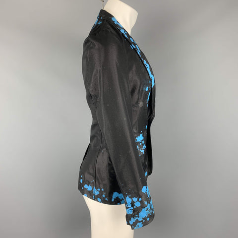 COMME des GARCONS HOMME PLUS S Black Blue Splattered Paint Wool Blend Sport Coat