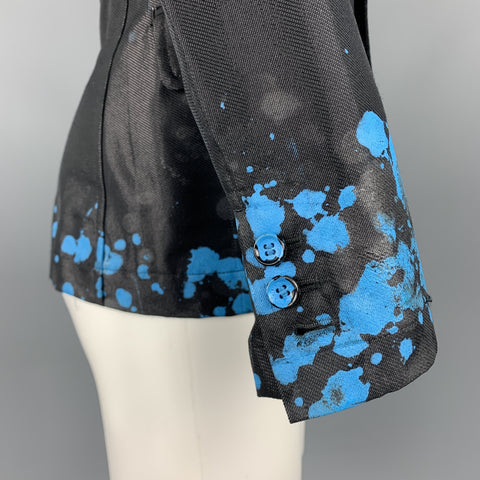COMME des GARCONS HOMME PLUS S Black Blue Splattered Paint Wool Blend Sport Coat
