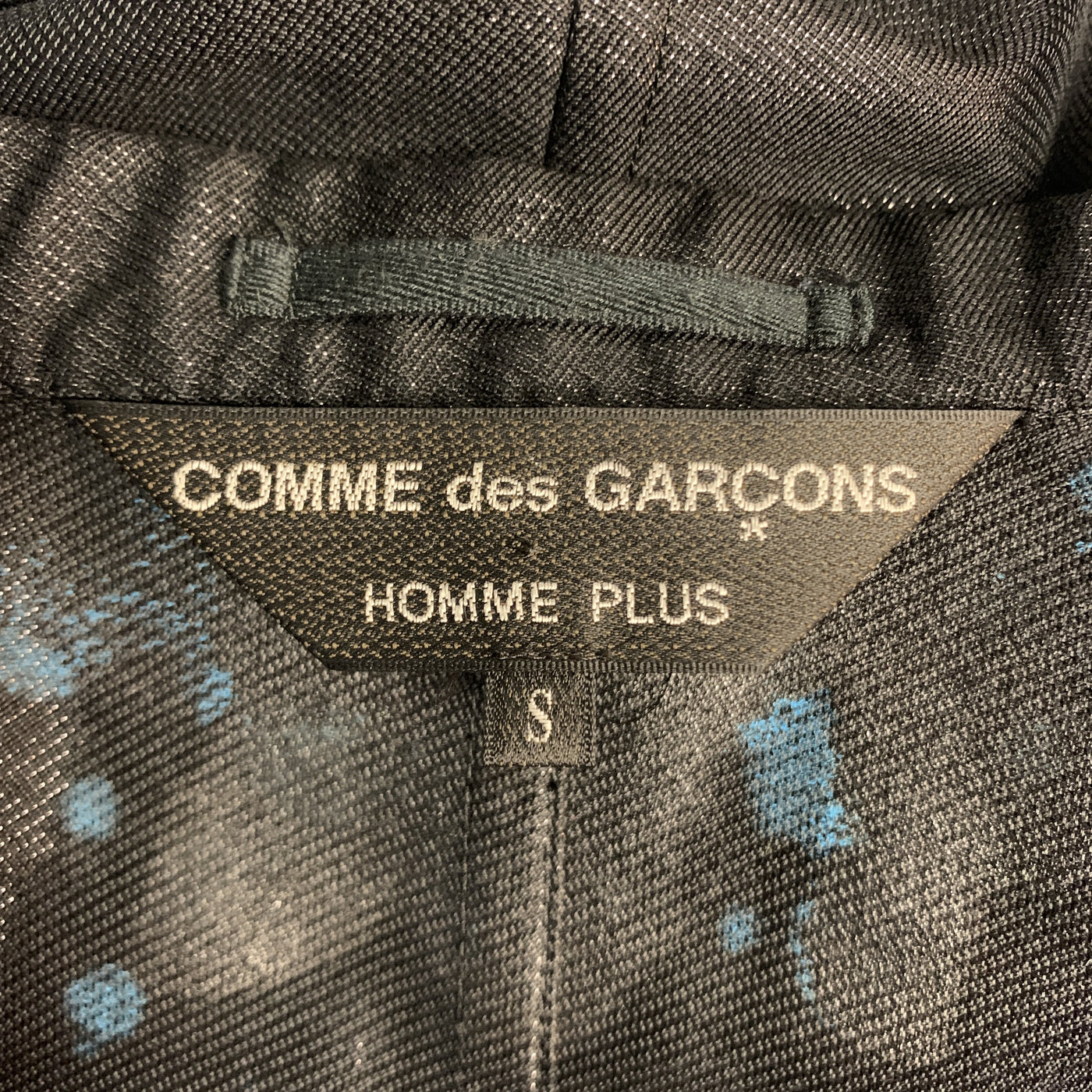 COMME des GARCONS HOMME PLUS S Black Blue Splattered Paint Wool Blend Sport Coat