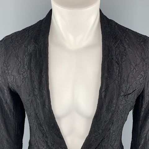 COMME des GARCONS HOMME PLUS S Black Lace Polyester Rayon Notch Lapel Jacket