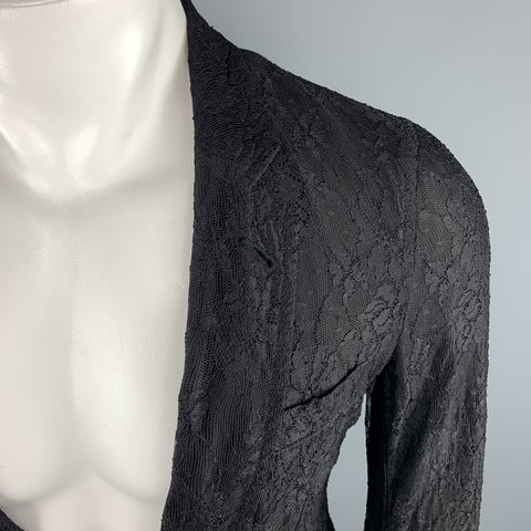 COMME des GARCONS HOMME PLUS S Black Lace Polyester Rayon Notch Lapel Jacket