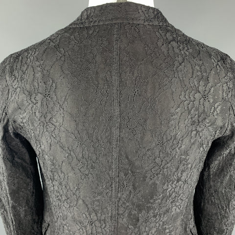 COMME des GARCONS HOMME PLUS S Black Lace Polyester Rayon Notch Lapel Jacket