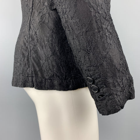 COMME des GARCONS HOMME PLUS S Black Lace Polyester Rayon Notch Lapel Jacket