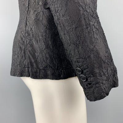 COMME des GARCONS HOMME PLUS S Black Lace Polyester / Rayon Notch Lapel Jacket
