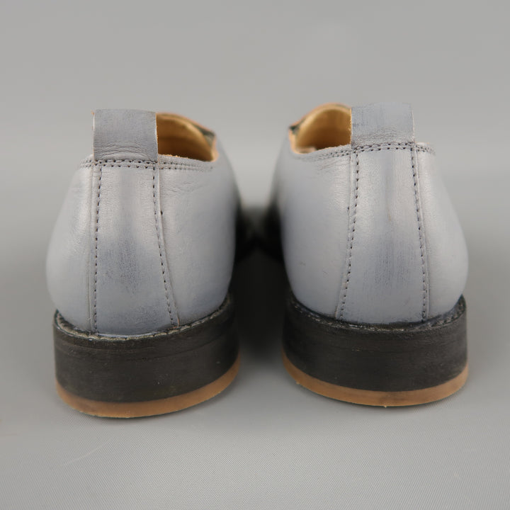 COMME des GARCONS HOMME PLUS Size 6 Grey Camo Strip Leather Loafers Shoes