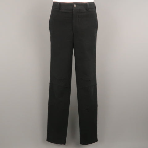 COMME des GARCONS HOMME PLUS Size L Black Cotton Blend 35 Zip Fly Casual Pants