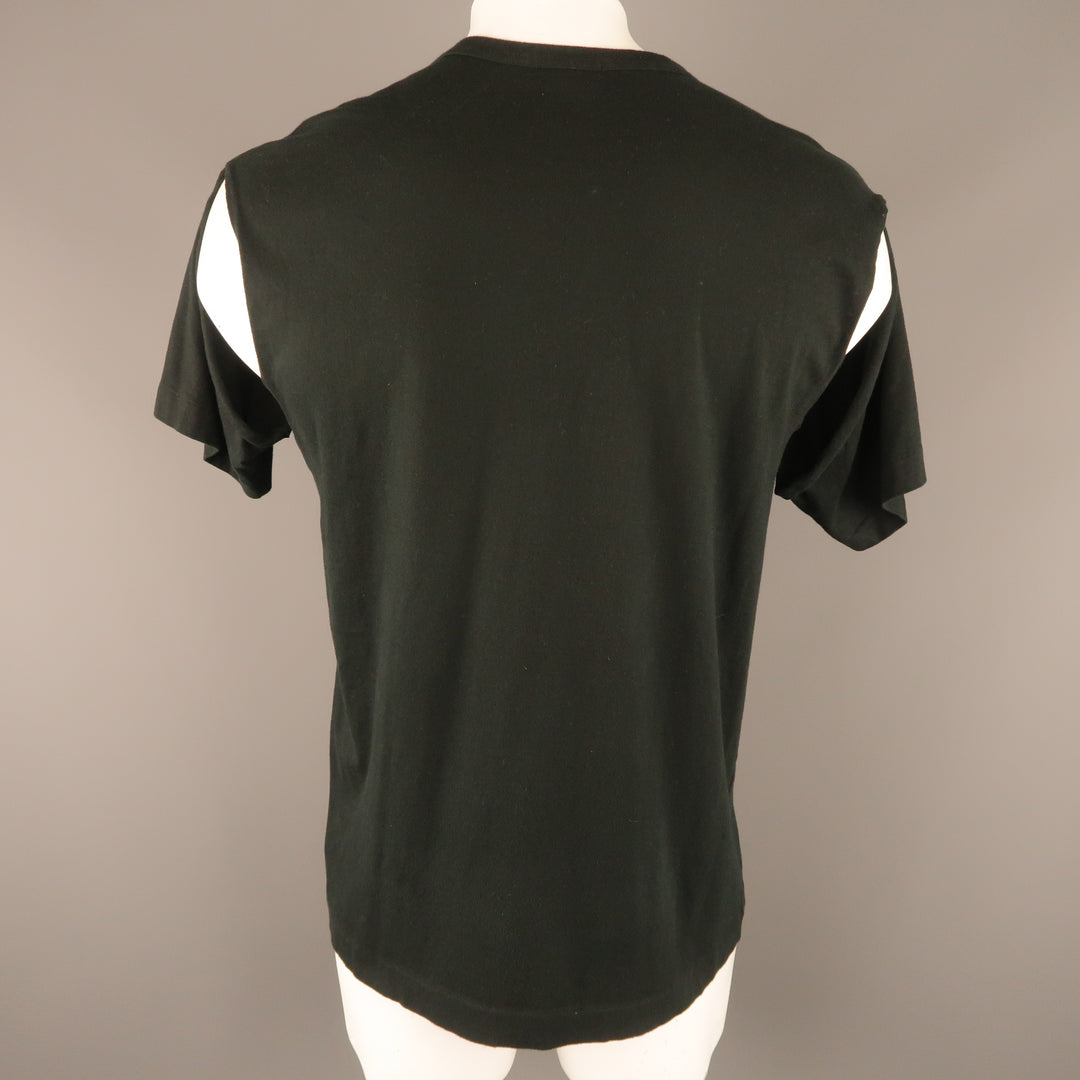 COMME des GARCONS HOMME PLUS Size M Black Cotton Slit Sleeve T-shirt