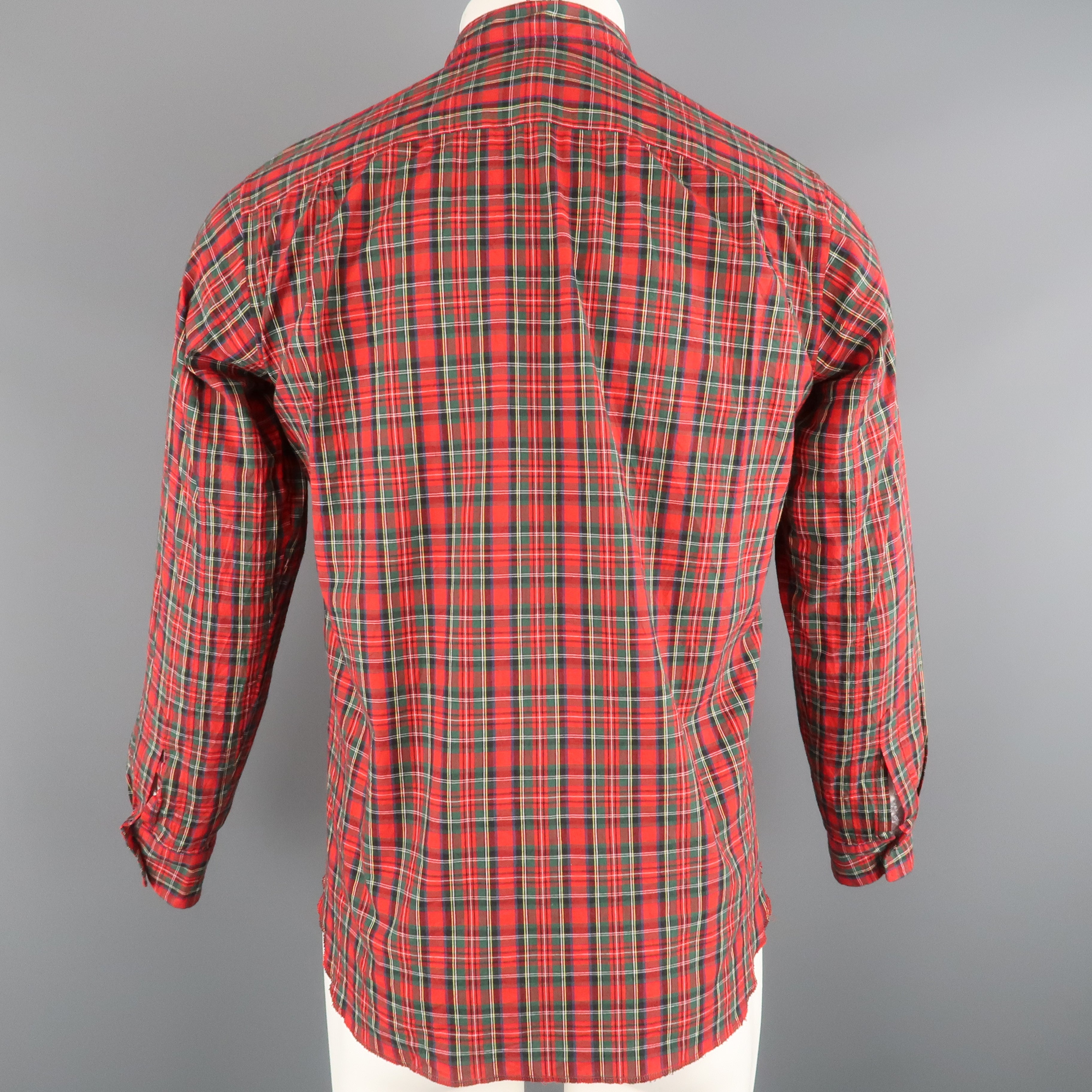 COMME des GARCONS HOMME PLUS XS Red Plaid Cotton Sequin