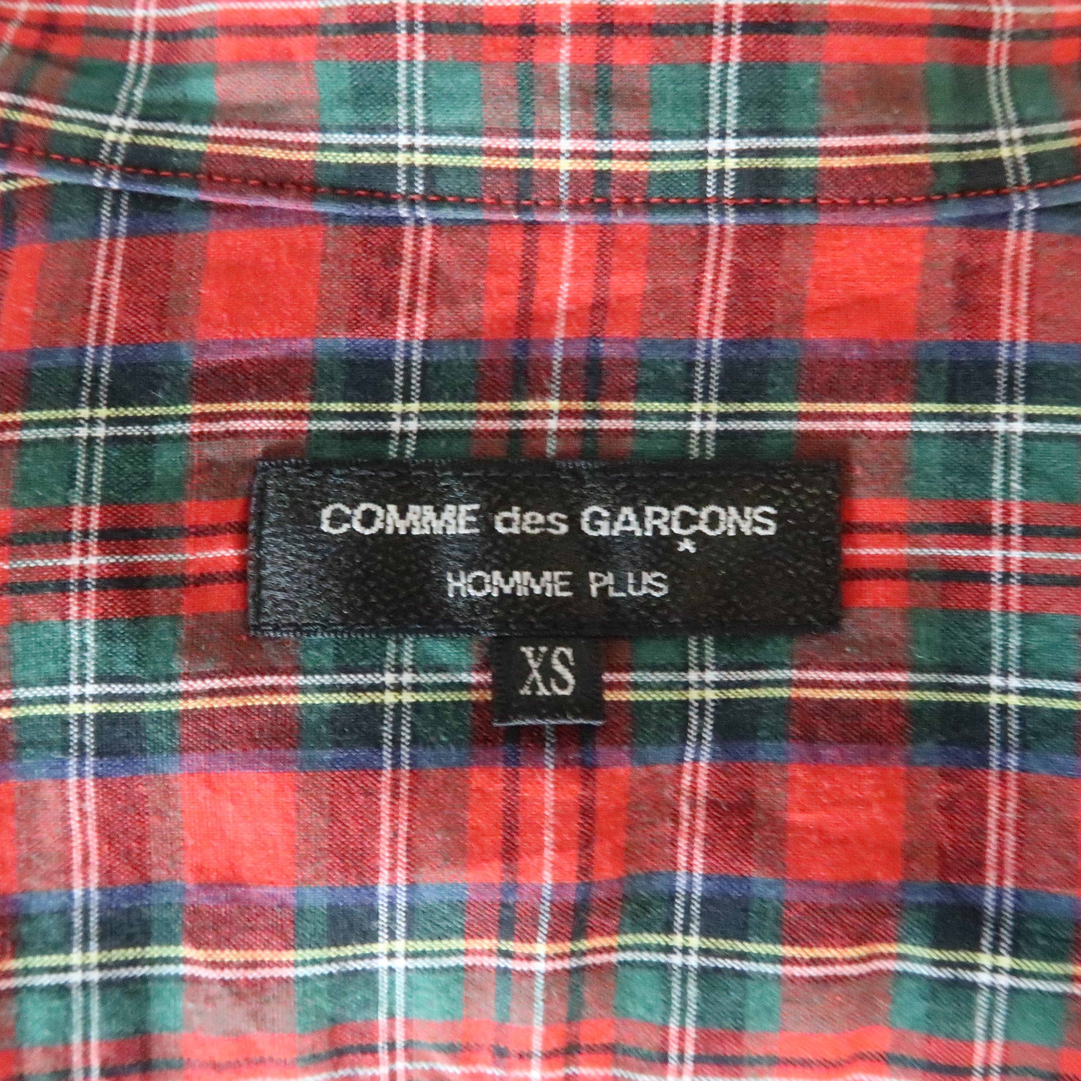 COMME des GARCONS HOMME PLUS XS Red Plaid Cotton Sequin Front