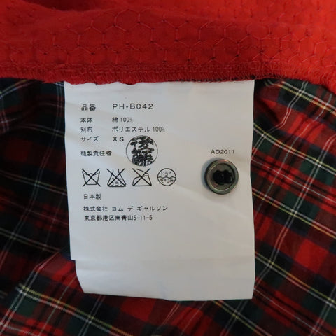 COMME des GARCONS HOMME PLUS XS Red Plaid Cotton Sequin Front Button Up Shirt