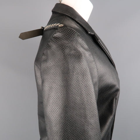 COMME des GARCONS S Blazer en simili cuir perforé noir à revers cranté 
