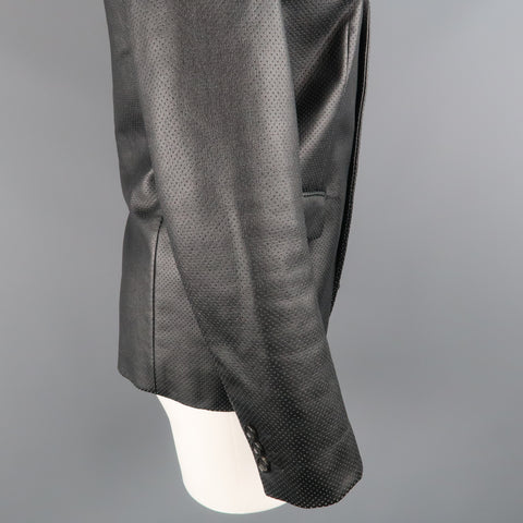 COMME des GARCONS S Blazer en simili cuir perforé noir à revers cranté 