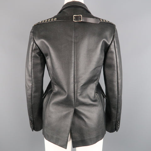 COMME des GARCONS S Blazer en simili cuir perforé noir à revers cranté 