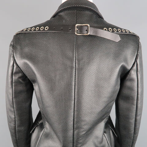 COMME des GARCONS S Blazer en simili cuir perforé noir à revers cranté 