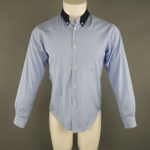 COMME des GARCONS Size M Blue Stripe Cotton Long Sleeve Shirt COMME des GARCONS