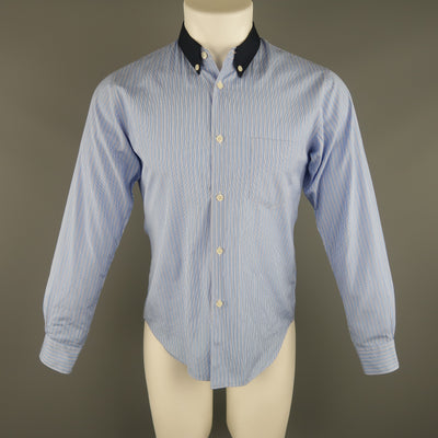 COMME des GARCONS Size M Blue Stripe Cotton Long Sleeve Shirt