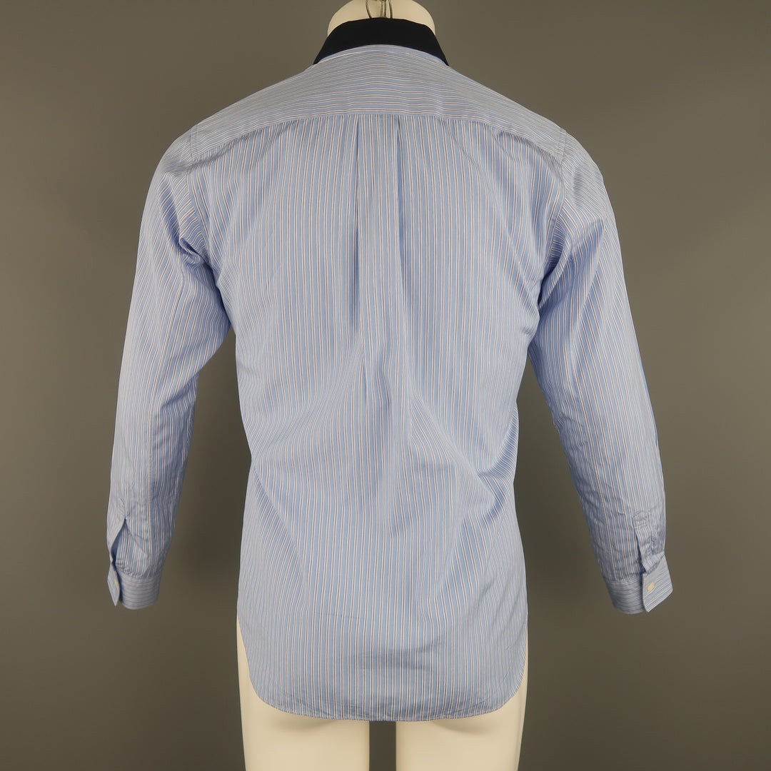 COMME des GARCONS Size M Blue Stripe Cotton Long Sleeve Shirt