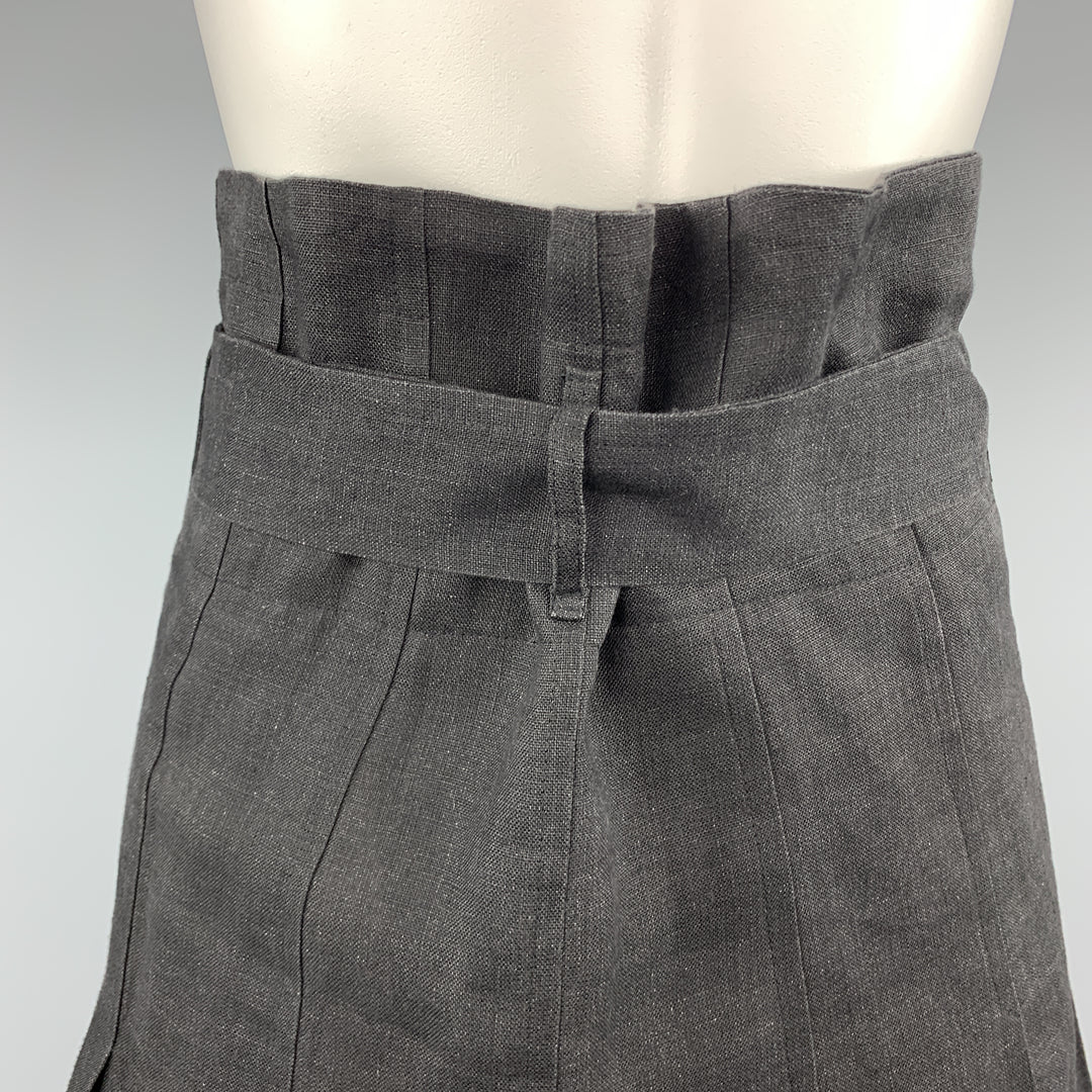 COMME des GARCONS Size S Black Linen Pleated Gathered Band Skirt