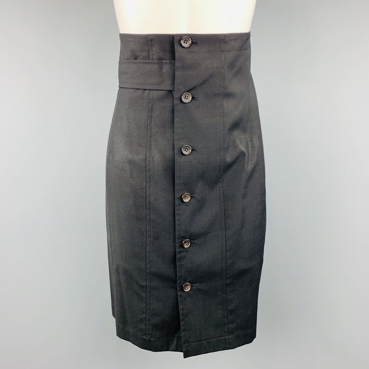 COMME des GARCONS Size S Black Wool Button Up Waistband Skirt