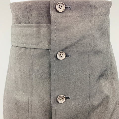 COMME des GARCONS Size S Black Wool Button Up Waistband Skirt